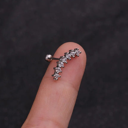 1PC Gold/Silver Color New Design Cz Curved Bar Cartilage Earring Conch Piercing Helix Stud Ear Piercing Jewelry