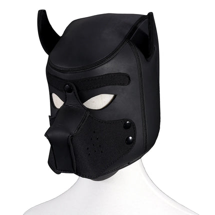 Fashion Puppy Cosplay Dog Mask Head Gear Party PU Leather Rubber Unisex Masks Adjustable Shoulder Strap Leather Chest Harness
