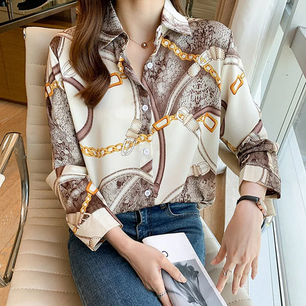 Fashion Printing Ladies Shirts Women's Blouses Spring Autumn Long Sleeve Shirts Tops Blusas Mujer
