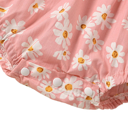 Baby Girl's Romper, Daisy Print Sleeveless Sling Bodysuit One-piece Suit for Birthday Party Photography