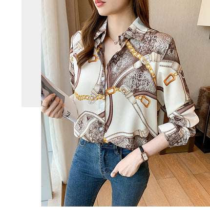 Fashion Printing Ladies Shirts Women's Blouses Spring Autumn Long Sleeve Shirts Tops Blusas Mujer