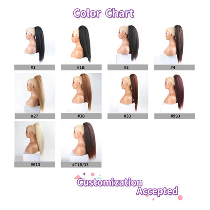 22INCH Synthetic Yaki Hair Extension Ponytail Fake Drawstring Ponytail Hairpiece Synthetic Afro Plaited Ponytail Tresse Longue