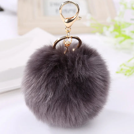 Trinket Fluffy Artificial Rabbit Fur Ball Key Chain 8cm Pompons Keychain 21 Color Women Car Bag Key Ring Hang Jewelry