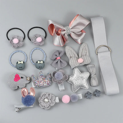 18 Piece Girl headwear Bow Flower animal Hairpins hair band cartoon Elastic Headdress Gift hair clip set Cute Hair Accessories