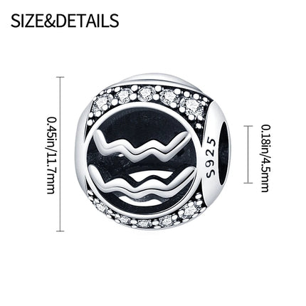 Hot Sale 925 Sterling Silver 12 Constellation Beads Charm Fit Original Pand 3mm Bracelet For Women Jewelry Birthday Fashion Gift