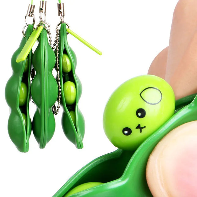 Fidget Toy Peapod Squishy Squeeze Pea in a Pod Edamame Bean Pea Expression Ornament Stress Relief Antistress Toys