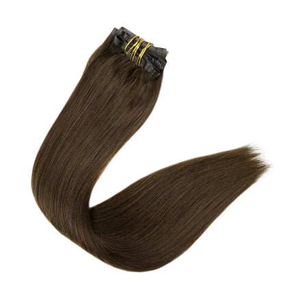 Full Shine PU Clip Hair Extensions Remy Human Hair 100g Seamless Invisible Clip In Extensions Human Hair Balayage Color Blonde