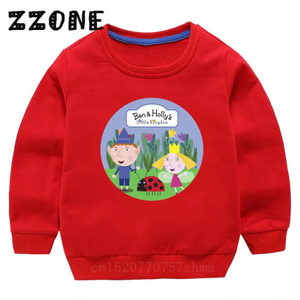 New Spring Autumn Baby Girls Sweatshirts Ben and Holly Kingdom Cartoon Cute Kids Hoodies Children Pullover Tops Boys Clothes