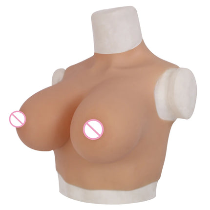 DIY Inflatable Realistic Silicone Fake Boobs Breast Forms Round Collar for Transgender Crossdresser Drag Queen Cosplay