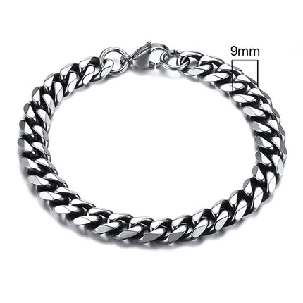 Vnox 3-11mm Chunky Miami Curb Chain Bracelet for Men, Stainless Steel Cuban Link Chain Wristband Classic Punk Heavy Male Jewelry