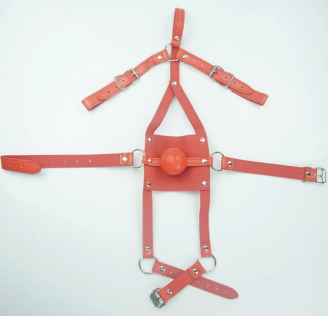 BDSM Leather Ball Gag Silicone, Slave Head Harness Muzzle Bondage Gear, Sex Toys For Couples, Adult Games