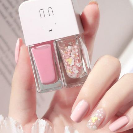 Manicure Water-based Bright Scrub Can Tear Gemini Nail Polish Two Bottles Set Twin Nail Polish Combination Glitter Nal Art Tools