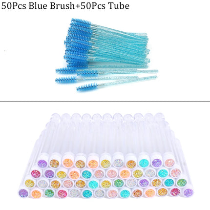 Reusable Eyebrow Brush Tube Eye Lash Brush Replaceable Mascara Wands Dust-proof Sparkling Diamond Eyelash Extension Makeup Tools