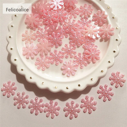 100pcs Assorted Pink ABS Pearl Bow Heart Flatback Cabochons DIY Resin Shaker Charms Molds Stuff Moon Star Slime Fillings Fillers