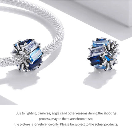 WOSTU 925 Sterling Silver Blue Conch Charm Ocean Bead Animal Turtle Starfish Pendant Fit Original Bracelet Necklace DIY Jewelry