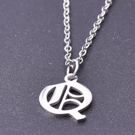 2pcs Stainless Steel Initial Necklace For Men Women Chain Old English Pendant 26 Letters Statement Necklaces Jewelry Couple Gift