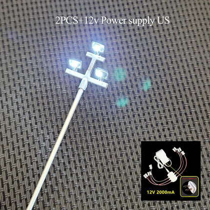 Ho Scale Model Lamp Tower Lighting 12v Model Lights Layout Lamppost Train Playground Stadium Overhead Light Warm/cold White