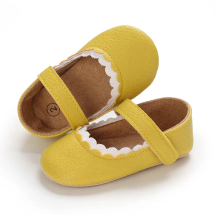 VALEN SINA  Newborn Baby Shoes Yellow Baby Girl Shoes Girl Classic Bowknot Sole Anti-slip PU Shoes First Walker Toddler Shoes
