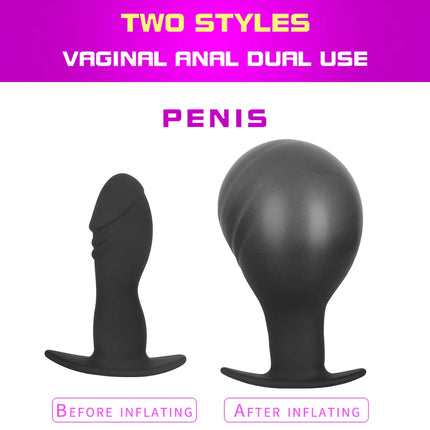 Inflatable Silicone Penis/Ball Gag Oral Dildo Open Mouth Plug Expandable Pump Big Anal Butt Plug Vibrator BDSM Flirt Sex Tools
