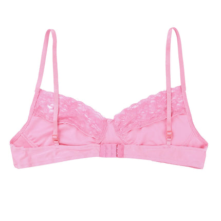 Mens Bra Bikini Top Sissy Lingerie Bralette Smooth Floral Lace Exotic Bras Men Wire free Bra Top with Adjustable Straps
