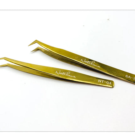 New Professional Fiber Tip Tweezers Rose Gold Lashes Tweezers Stainless Steel Eyelash Extension Tweezers Makeup Tools