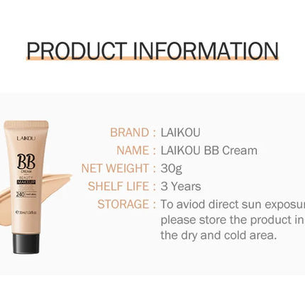 BB Cream Base Makeup Long Lasting Waterproof Brighten Skin Tone Cover Blemishes 30ml Concealer Foundation Liquid Face Makeup