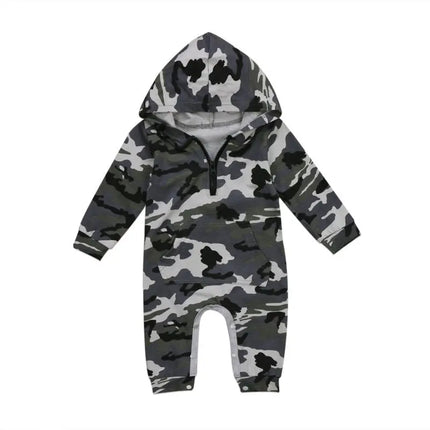 0-24M Baby Boy Hooded Boy Camouflage Romper Newborn Baby Camo Long Sleeve Romper Infant Jumpsuit Boys Outfit Warm Spring Autumn