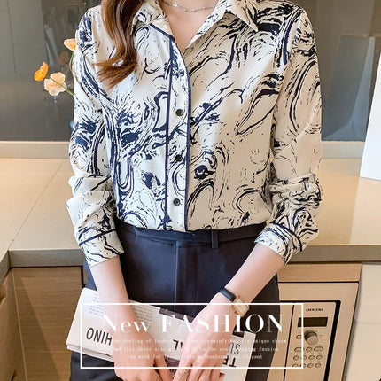 Fashion ladies shirts New elegant Women Blouses Long Sleeve Button-Down Tops blusa mujer