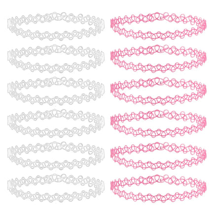 ZS 12Pcs Vintage Stretch Choker Necklace Lady Girl Tattoo Choker Necklace Punk Retro Gothic Elastic Necklaces for Women