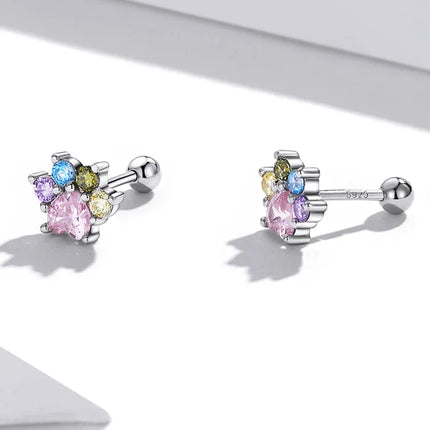 Bamoer 925 Sterling Silver Brilliant Star Earrings for Women Tiny Butterfly Stud Earrings Snowflake Girl Ear Studs Fine Jewelry