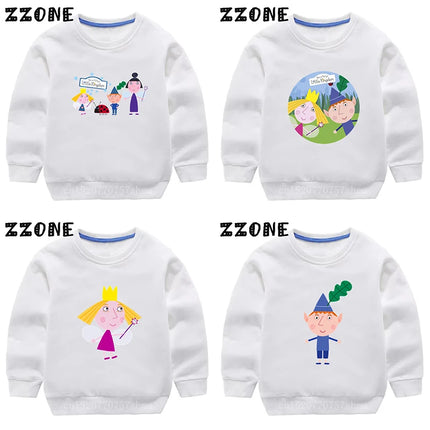 New Spring Autumn Baby Girls Sweatshirts Ben and Holly Kingdom Cartoon Cute Kids Hoodies Children Pullover Tops Boys Clothes