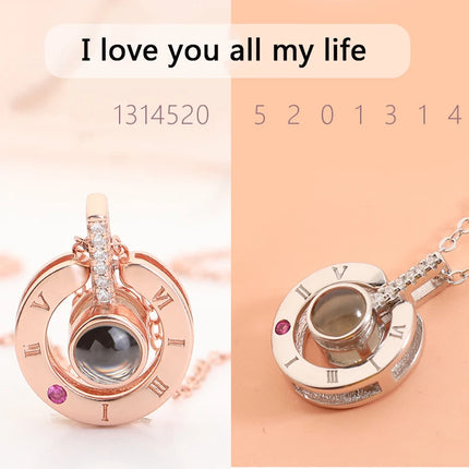 Letter Necklace 100 Languages I Love You Projection Pendant Necklace Women Jewelry Best Friends Collier Femme Bijoux Gifts