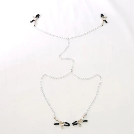 Faux Leather Choker Collar With Nipple Breast Clamp Clip Chain Couple SM Sex Toys For Woman Sex Tools For Couples Adult Games