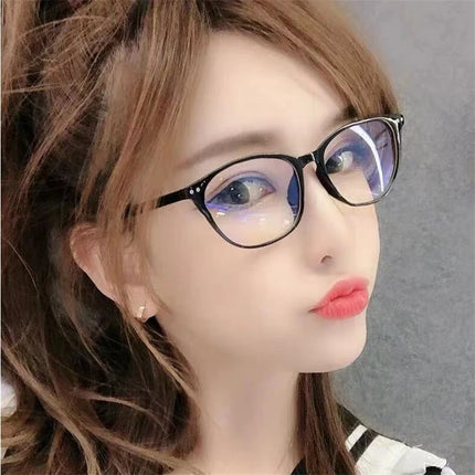 Rivets Finished Myopia Glasses Women Blue Film Coating Oval Nearsighted Eyeglasses -1.0 -1.5 -2.0 -2.5 -3.0 -3.5 -4.0 -4.5 -6.0