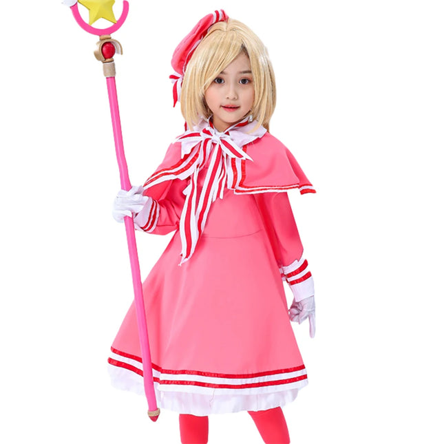 ELBCOS CARDCAPTOR Girls Kinomoto Sakura Shool Uniform Sailor Suit (Dress+Hat+Bowtie+Gloves)