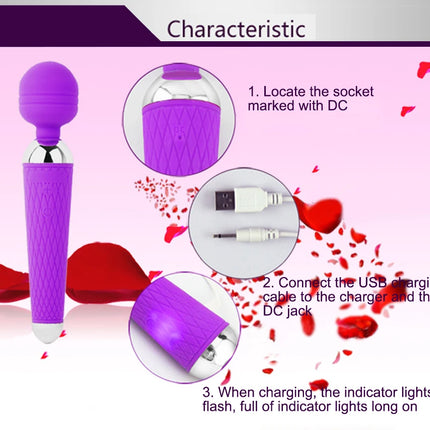Powerful Dildo Vibrator AV Magic Wand G-Spot Massager Sex Toys For Women Couples Clitoris Stimulate Goods for Adults USB Charge