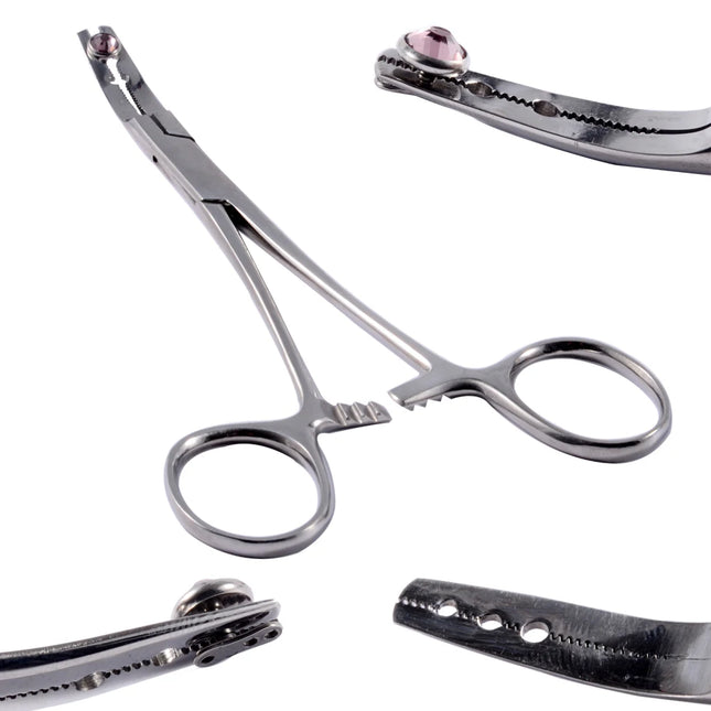 1PC Surgical Steel Professional Belly Ear Tongue Septum Lip Piercing Forceps Tweezer Clamp Self-Locking Piercing Needle Tool