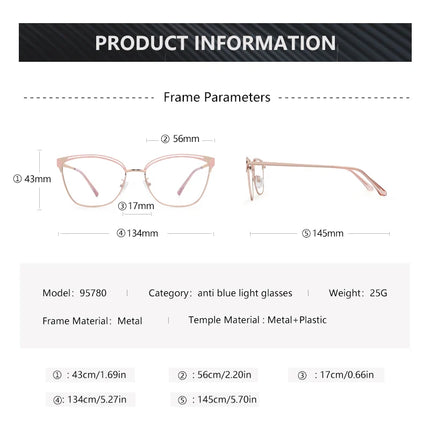 ZENOTTIC Fashion Cat Eye Prescription Glasses Women Anti Blue Ray/Photochromic Eyewear Optical Myopia Progressive Eyeglasses