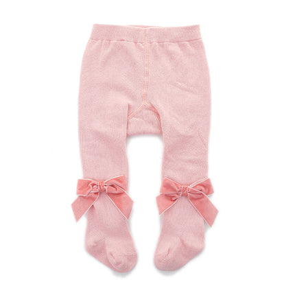 Infant Newborn Baby Girls Pantyhose Solid Bowknot Leggings Four Seasons Long Stockings 5 Colors 0-3Years