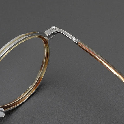 Top Quality Retro Round Glasses Frame Japanese Handmade Titanium Ultralight Men Eyeglasses Women Eyewear Acetate Korean Fashion
