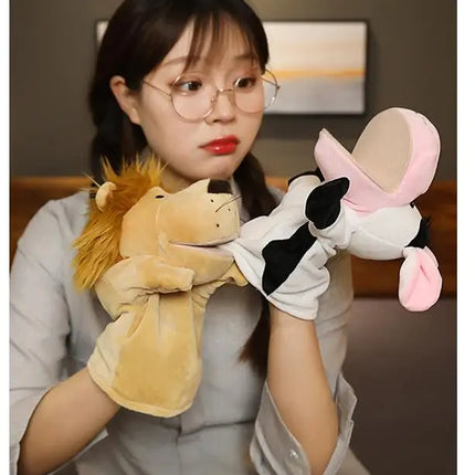 Stuffed Plush Animals Toys Hand Finger Story Puppet Kawaii Dolls Educational Baby Toys Lion Elephant Bunny Monkey Children GIft