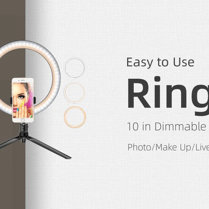10" LED Selfie Ring Stuido Light Home Lighting Dimmable Round Lamp Tripod Trepied Makeup Selfie Ring Lamp Phone LIGHT FOR VIDEO