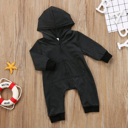 Baby Boy Girl Infant Warm Romper Jumpsuit Kids Cotton Long Sleeve Hooded  Zipper Clothes One-pieces 0-24M