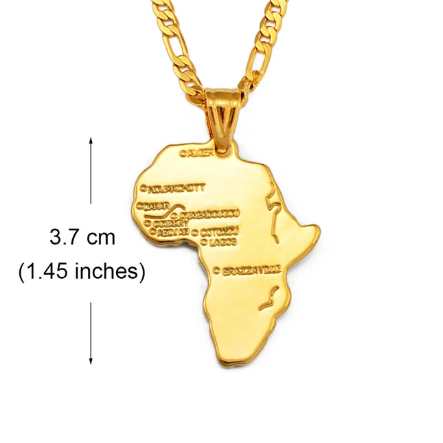 Anniyo 3.7cm Africa Map Pendant Necklace Women Men Ethiopian Jewelry Wholesale African Maps Ethnic Ornaments #260106