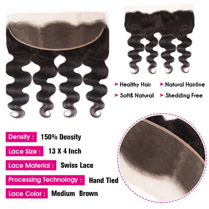Unice Hair Brazilian Body Wave Lace Frontal 100% Human Hair 13x4 Ear To Ear Lace Closure Remy Hair Frontal Pre Plucked