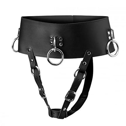 Leather Strap-on Wand Massager Orgasm Panties,Strapon Vibrator Tight Against Vagina,Wrist To Thigh Bondage Set,Adult Sex Toys