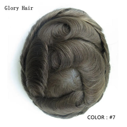 0.12-0.14mm Injected Thin Skin 130%Density Man Hair Prosthesis Human Hair Male Toupee Wig Adult Capillary Prosthesis Hair System