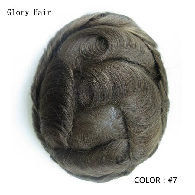 Gloryhair - Natural and Realistic Hair Prosthesis Male Toupee Wig 130% Density Hair Pieces Indian Human Men's Capillary Prosthesis