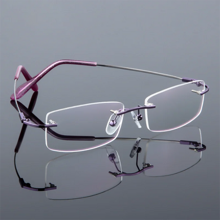 Anti Blue Light Titanium Alloy Framless Square Myopia Glasses Women Men Rimless Prescription Eyeglasses 0 -0.5 -0.75 To -6.0