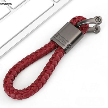 New Hand-Woven Leather Car Key Ring Men Women Rope Key Chain Waist Keychains Charm Metal Key Holder Gift Jewelry